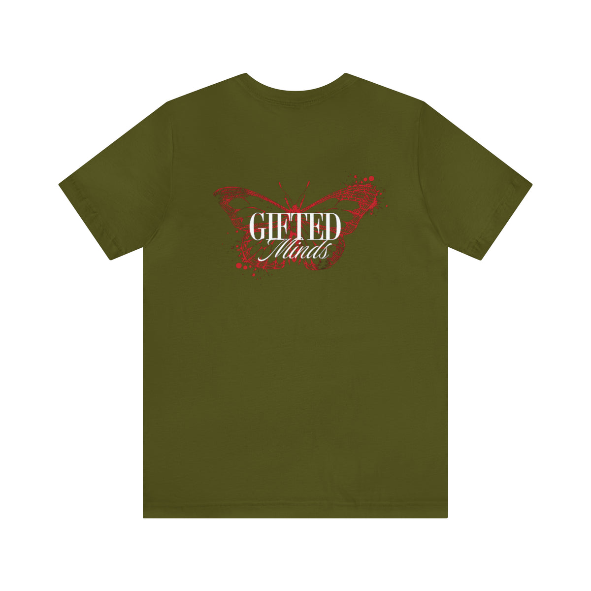 Red Butterfly Jersey Short Sleeve Tee — Olive