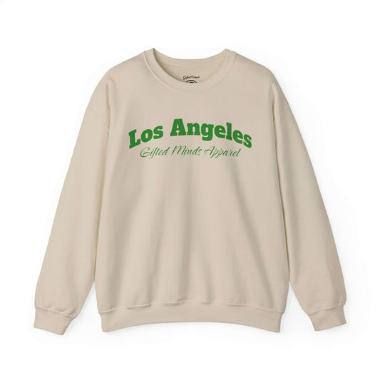 Los Angeles Crewneck Sweatshirt streetwear heavy blend crewneck by GFTD MNDS – cream color