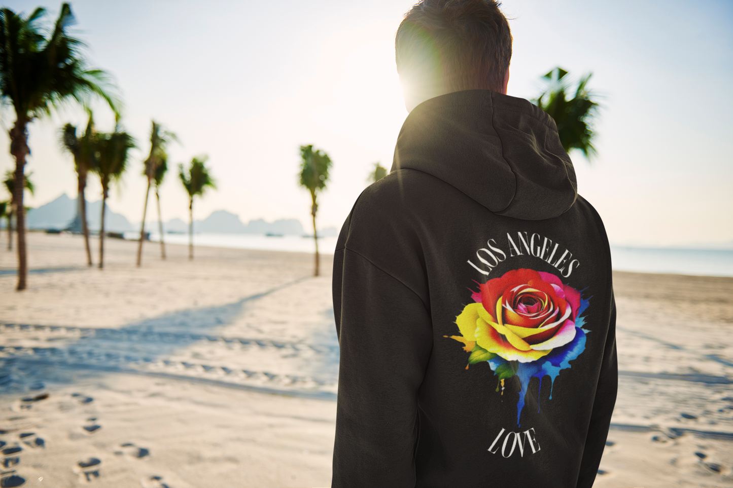 Colorful Rose LA Love Hoodie (white script) - GFTD MNDS