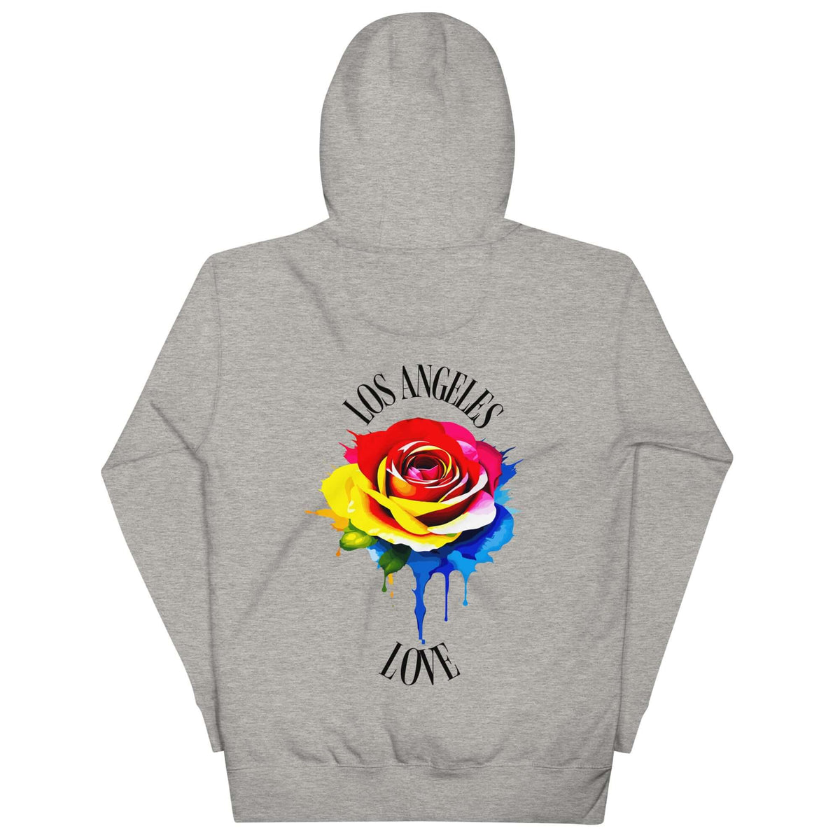 Colorful Rose LA Love Hoodie (Arched black script) — Carbon Grey