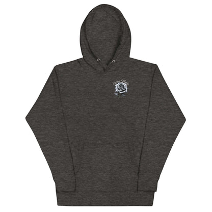 Grey Rose Hoodie streetwear hoodie by GFTD MNDS – charcoal heather front view