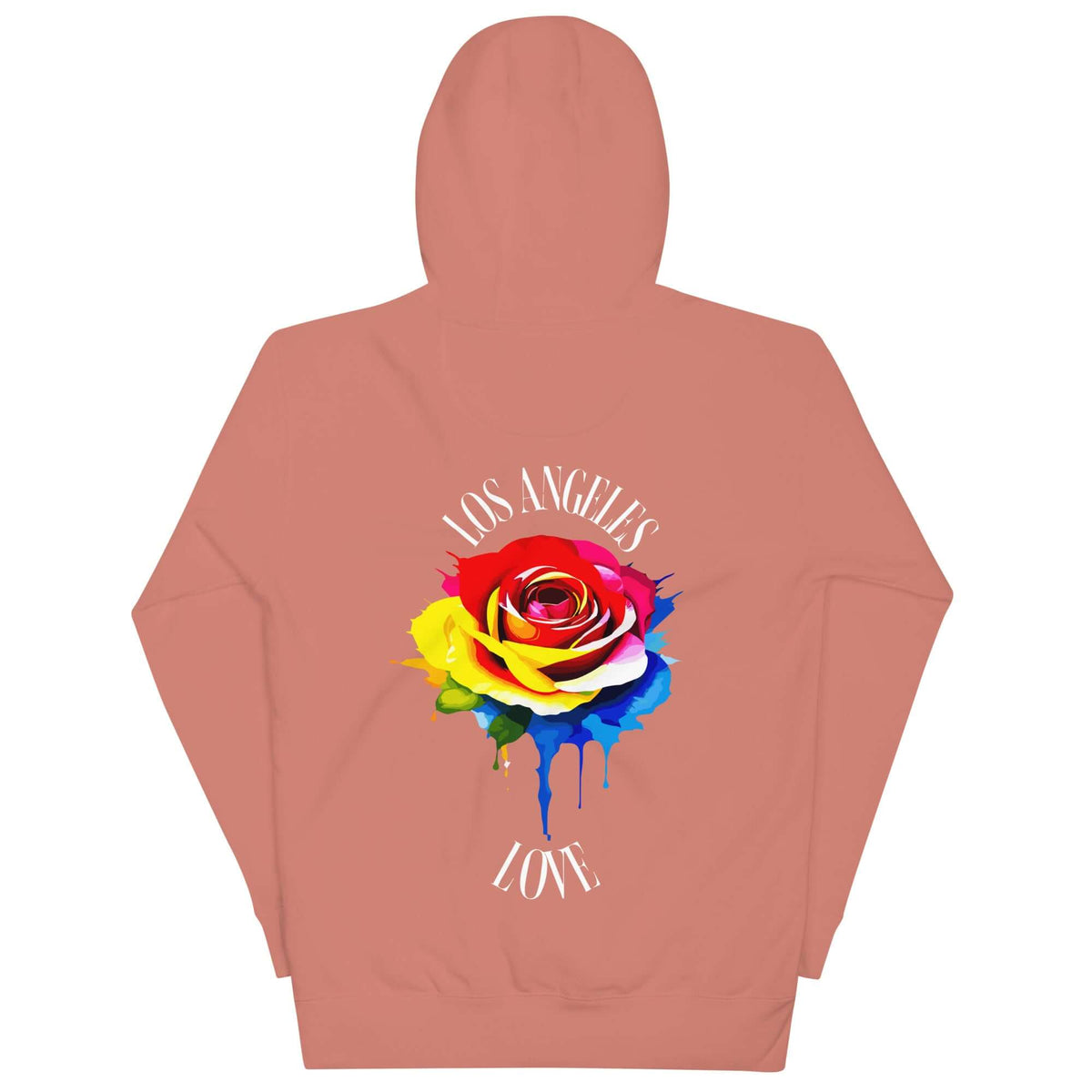 Colorful Rose LA Love Hoodie (white script) — Dusty Rose
