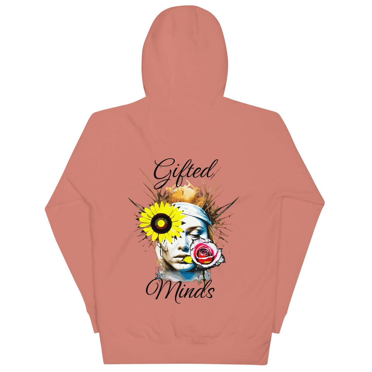 Angel and Rose Hoodie (Black Script) — Dusty Rose