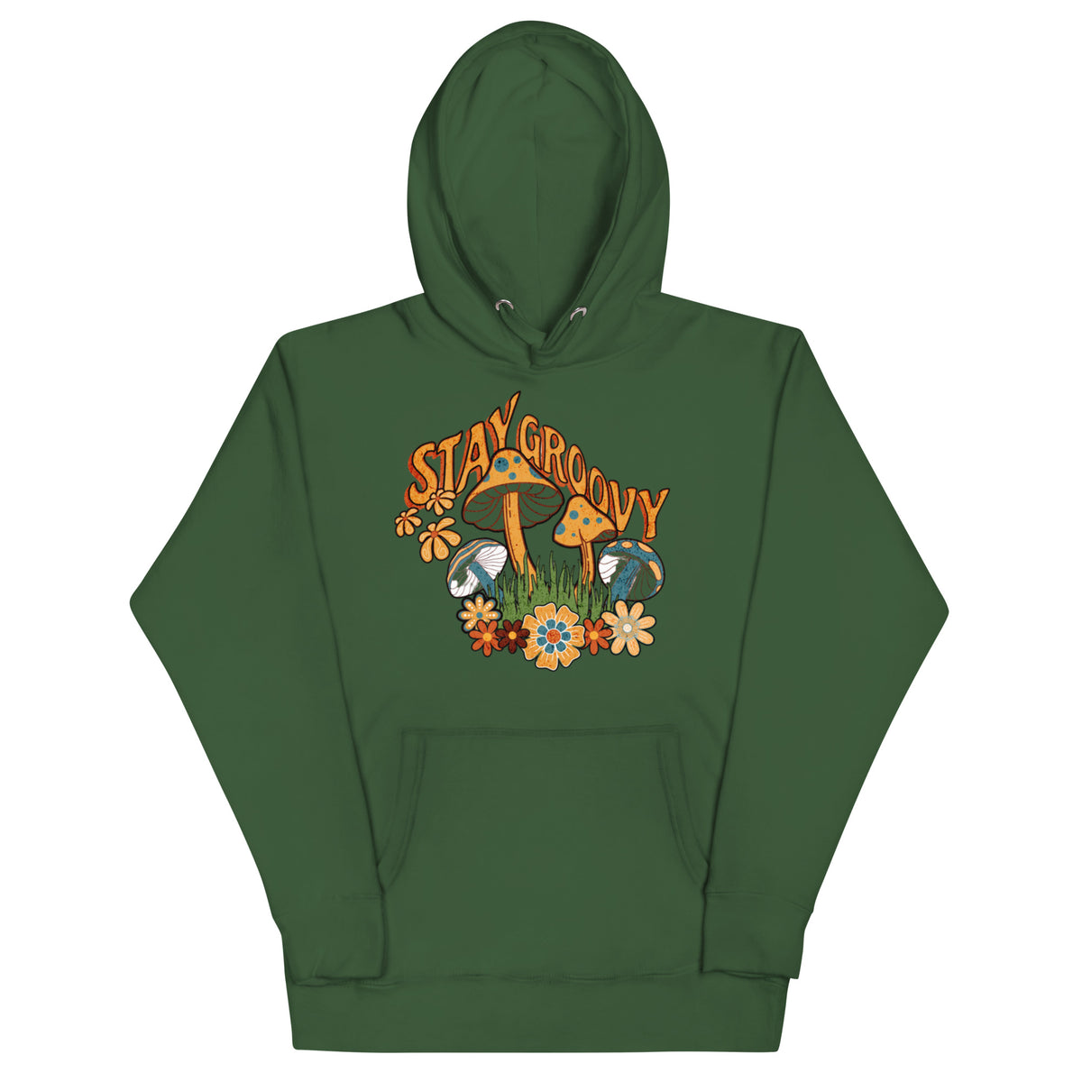 Stay Groovy Hoodie — Forest Green