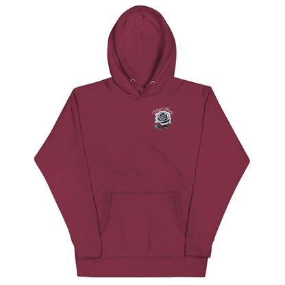 Grey Rose Hoodie streetwear hoodie by GFTD MNDS – maroon color front view