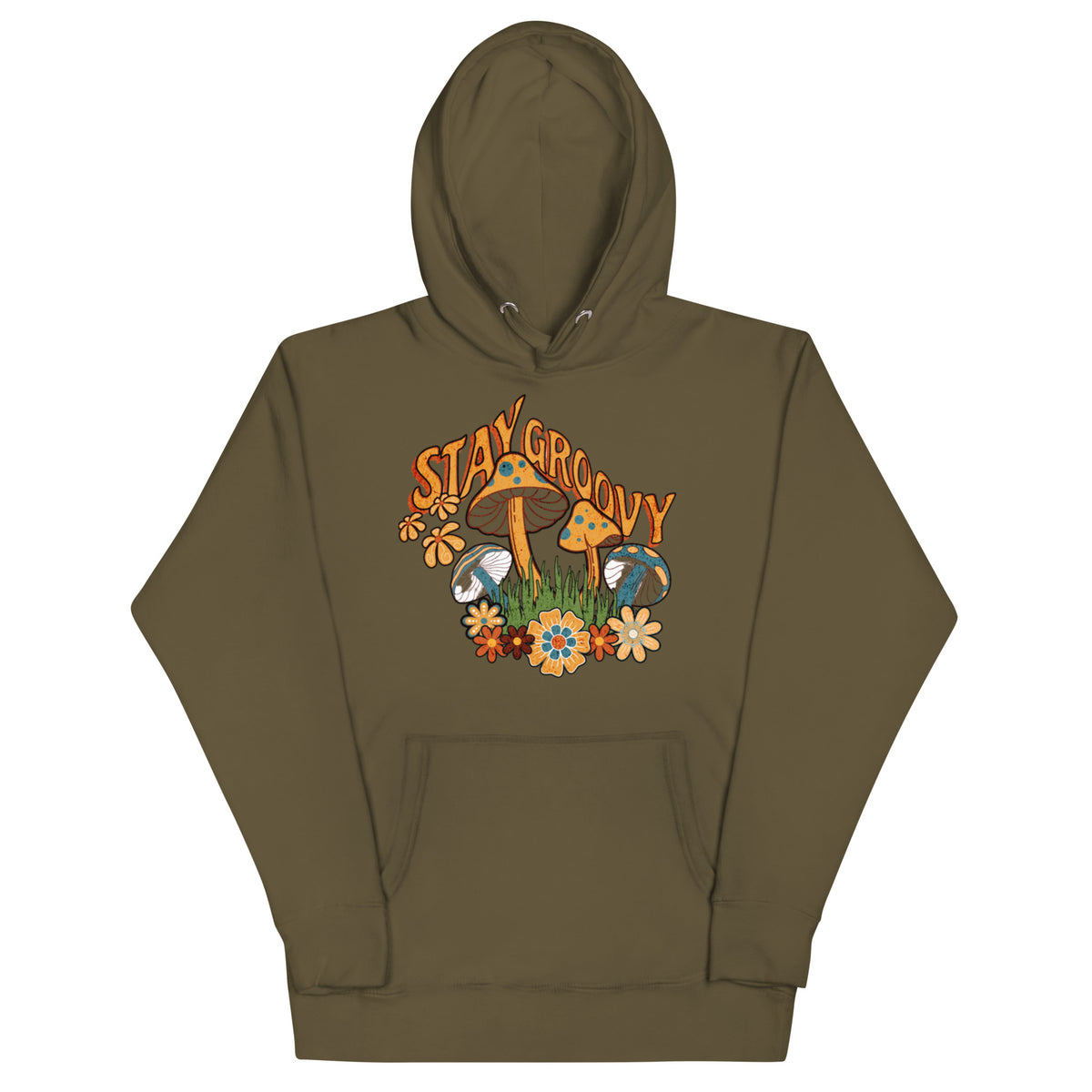 Stay Groovy Hoodie — Military Green