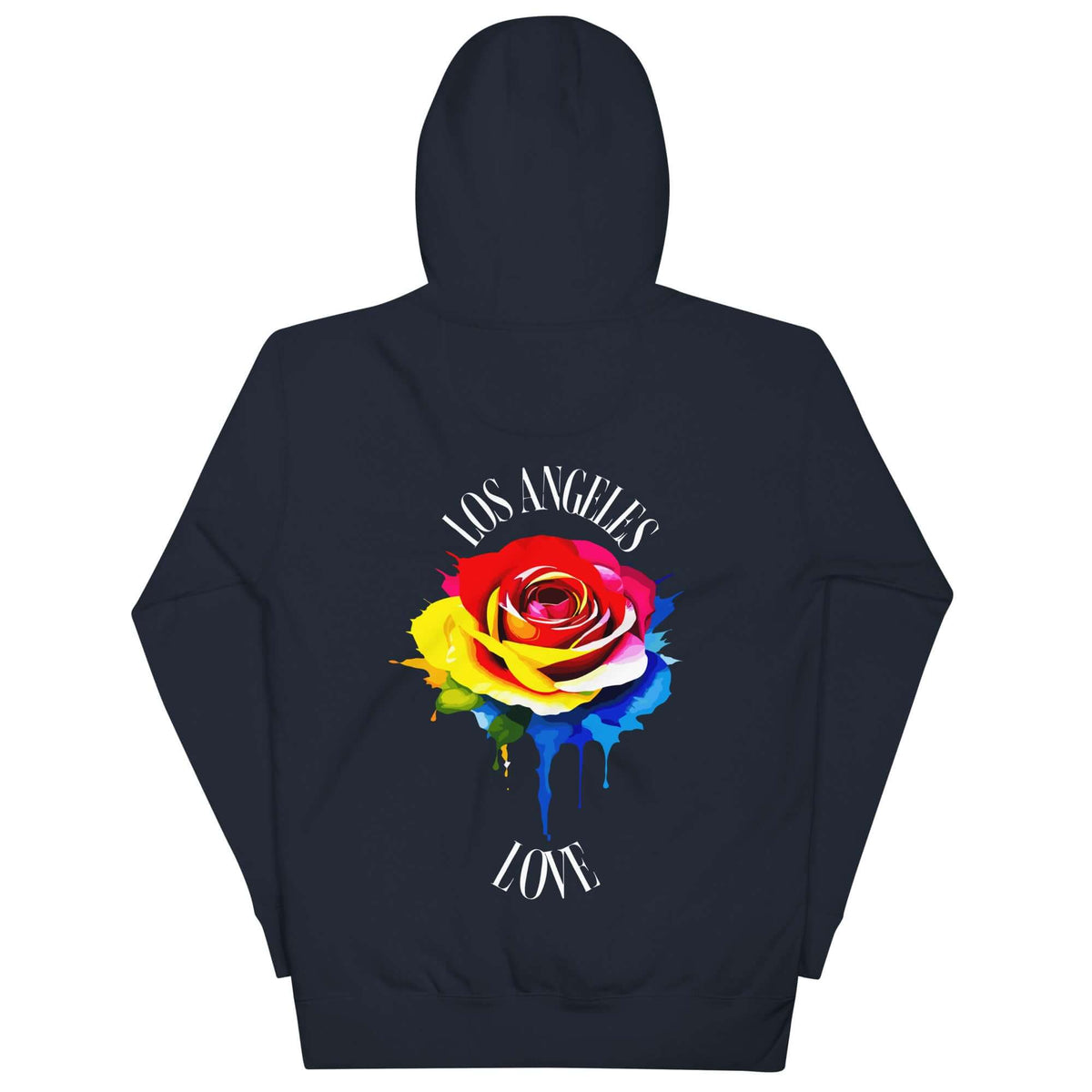 Colorful Rose LA Love Hoodie (white script) — Navy Blazer