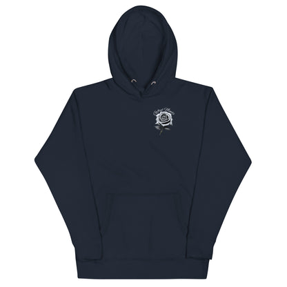 Grey Rose Hoodie streetwear hoodie by GFTD MNDS – navy color front view