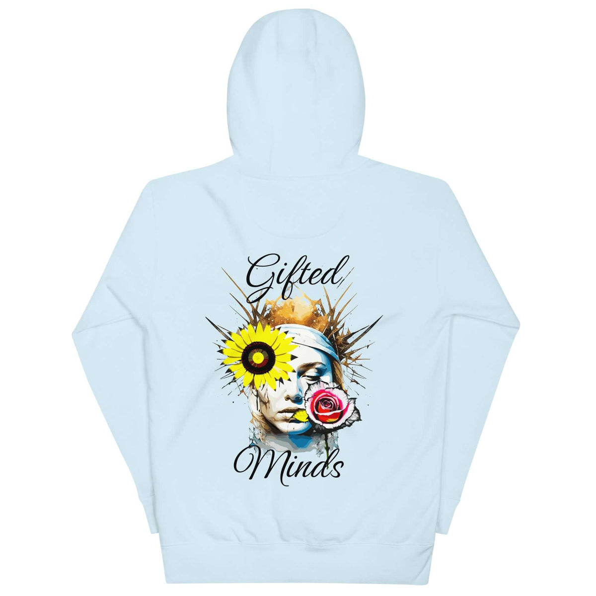 Angel and Rose Hoodie (Black Script) — Sky Blue
