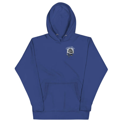 Grey Rose Hoodie streetwear hoodie by GFTD MNDS – royal blue front view