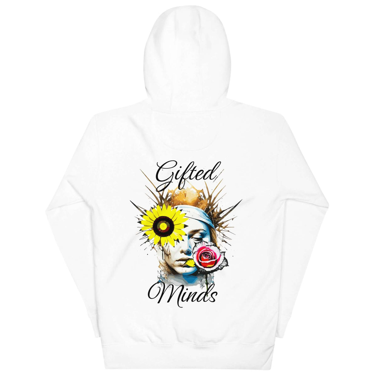 Angel and Rose Hoodie (Black Script) — White